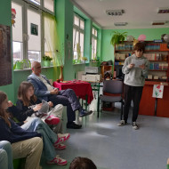 Występ ucznia podczas "Spotkania z literaturą"