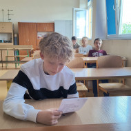 Uczeń klasy 5a podczas konkursu.