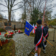 Salut sztandaru przed grobem Stefana Artwińskiego.