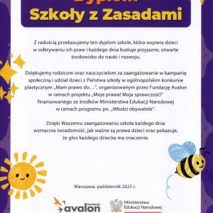 Dyplom Szkoła z Zasadami