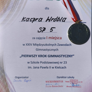 dyplom za Kacpra Wróbla